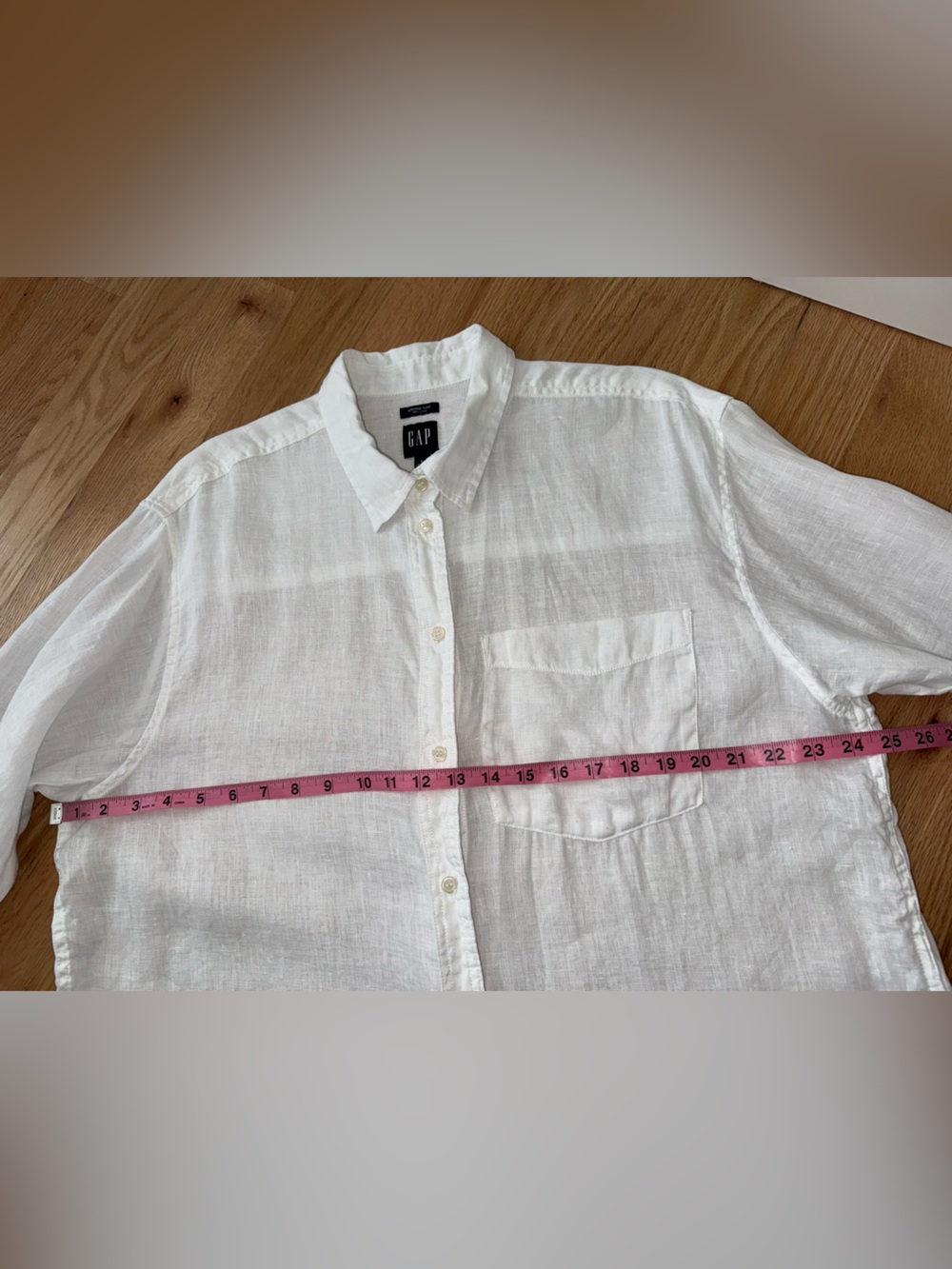 LIKE NEW GAP 100% Linen Weekend Tunic Longline Button Down Crisp White Coastal L - Picture 4 of 8